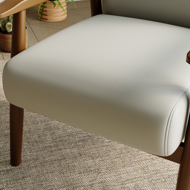 Bridgeview Upholstered Accent Chair, Armchair with Solid Wood Frame, Faux Leather