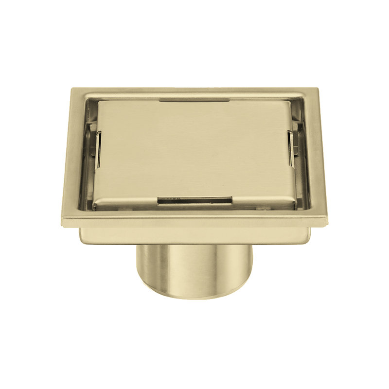 Bonde à grille carrée 4 po DryShield, Or brossé