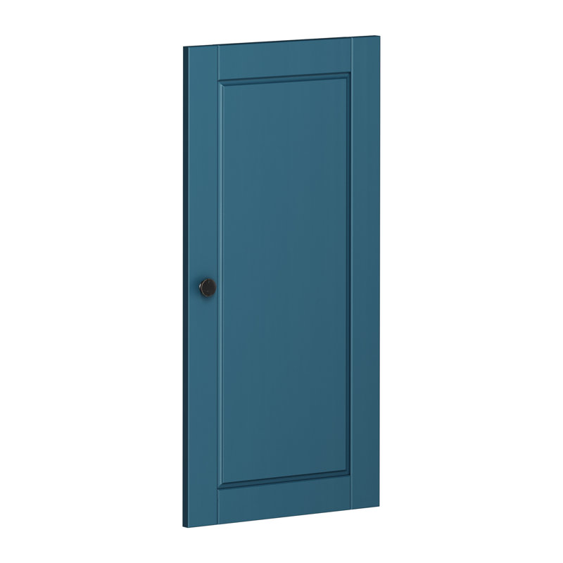 Ensemble de porte à panneau surélevé 100% bois massif Wilken, Bleu sarcelle