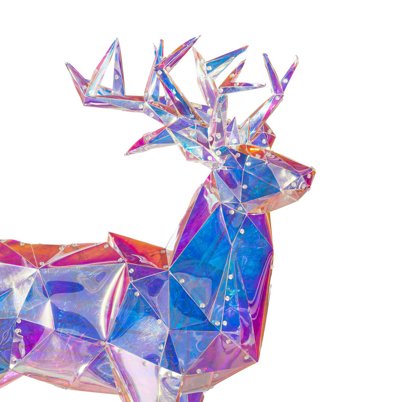 LED Iridescent Reindeer PVC Garden Statue, 28"H
