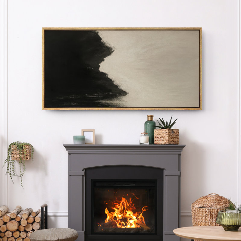 Large Framed Canvas Print Wall Art - Neutral Abstract Print for Minimalist Modern Wall Decor, Natural, 30" H x 60" W