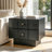 Halvoria Mid-Century Wood Nightstand with Drawers, Fluted Pedestal Base & Brass Knobs for Bedroom & Living Room-129146389-129146393