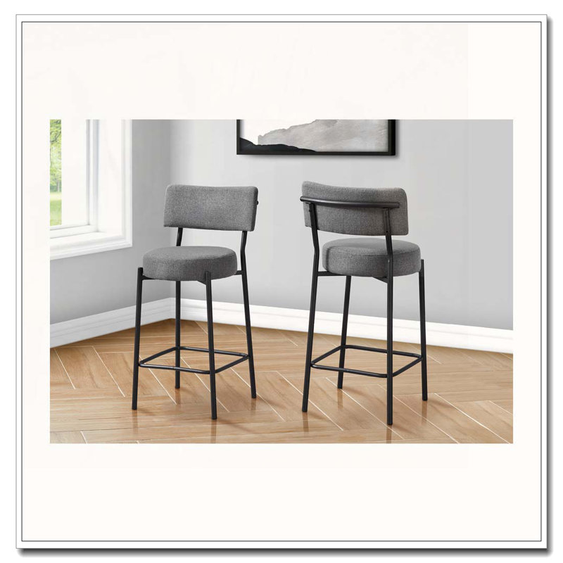 Barstool, Counter Height, Set Of 2,, Black
