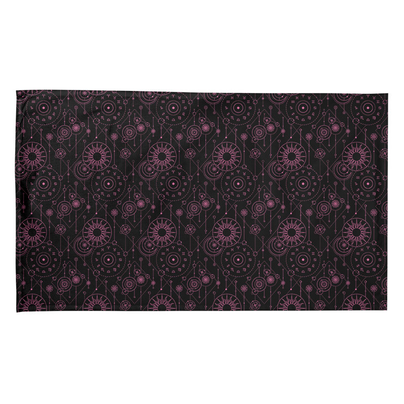 Tea Towel Kitchen Towel, Poly Twill, Black/Pink