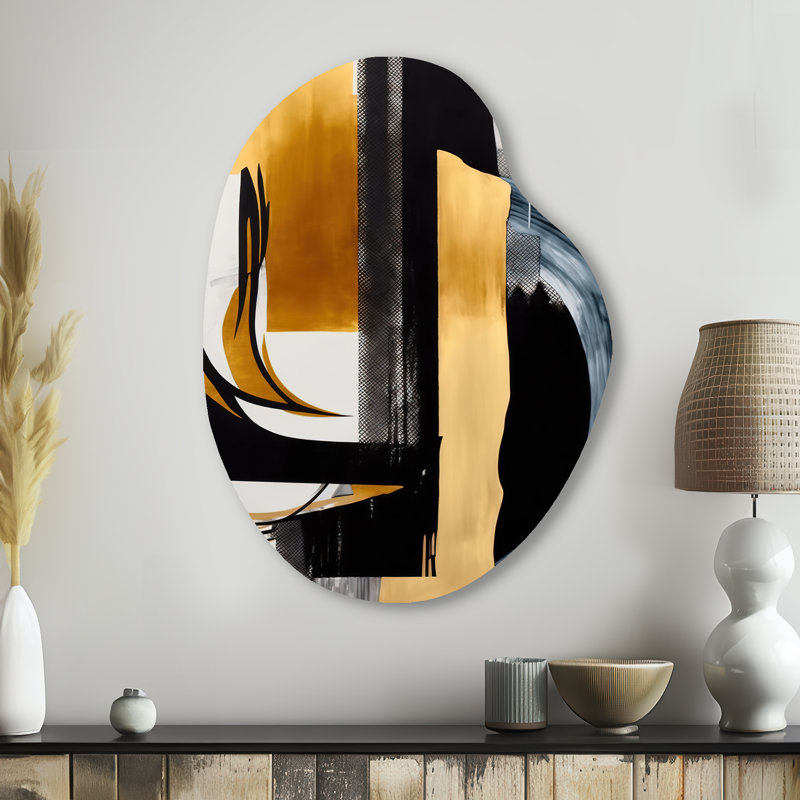 Basildon - Abstract Spirals, forme irrégulière, impression sur métal asymétrique moderne, H 38 po x l 28 po