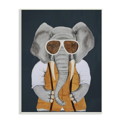 " Charming Elephant Wearing Sunglasses Yellow Vest Cute " by Coco De Paris