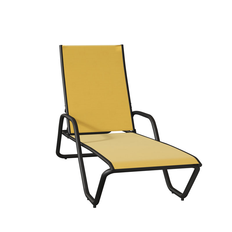 Outdoor Rust-Resistant Metal Chaise Lounge, Textured Desert, Yellow 43D