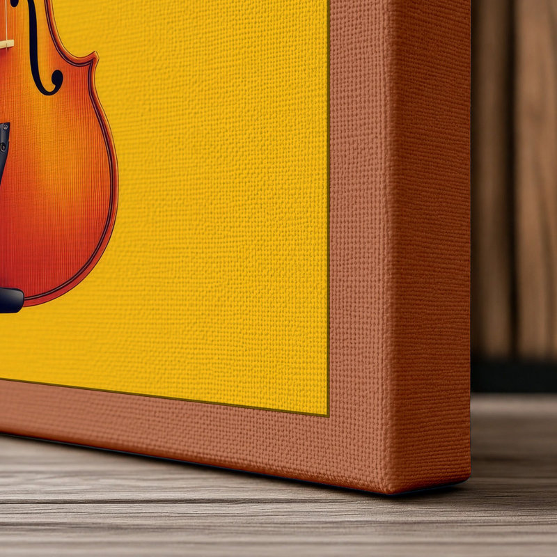 Violin Bold Geometry Modern - Wrapped Canvas, 18x12 - 45.7 x 30.5 cm, Terracotta Border