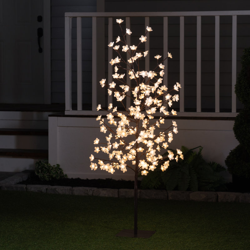 Cerisier en fleurs pour l'intérieur et l'extérieur de 50 po avec 200 lumières à DEL blanc chaud
