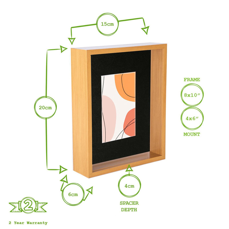 Shadow Box Picture Frame, 10cm x 15cm, Light Wood/Ivory