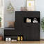 Élégante armoire à chaussures 2-en-1 avec coussin moelleux, banc de rangement moderne avec portes arquées, armoire d'appoint-1150096957
