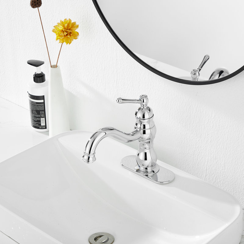 Single-Hole Single-handle Bathroom Faucet with Drain Assembly, Polished Chrome