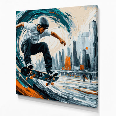 Sports, planche à roulettes, art mural bleu