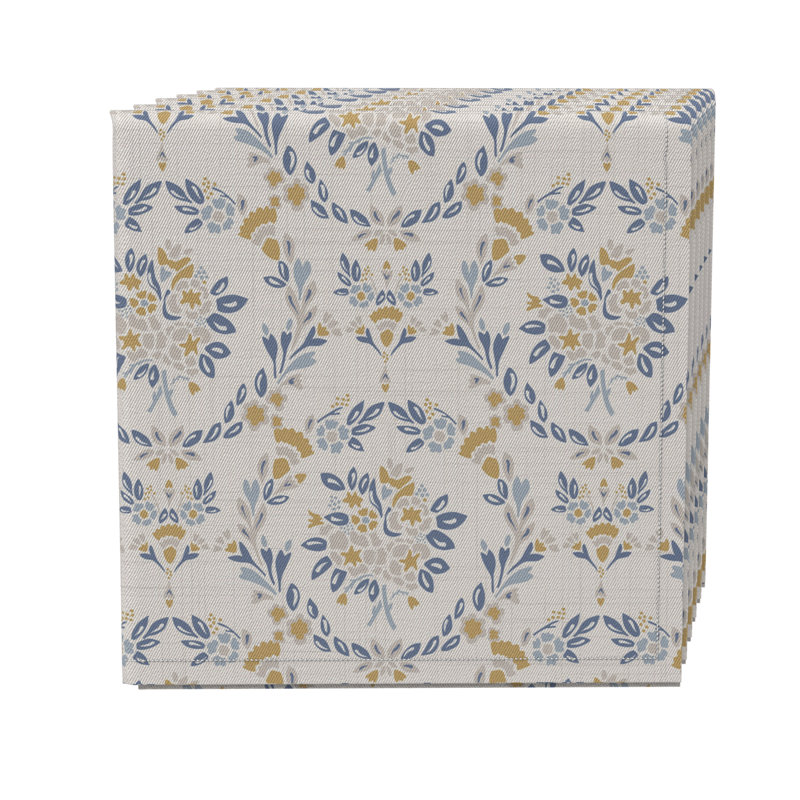 Cotton Twill Floral Square Napkin