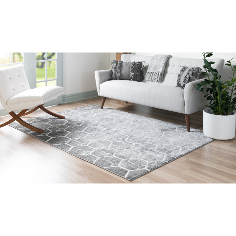 Tapis gris / ivoire Jabrayah, Rectangle de 5 pi x 8 pi