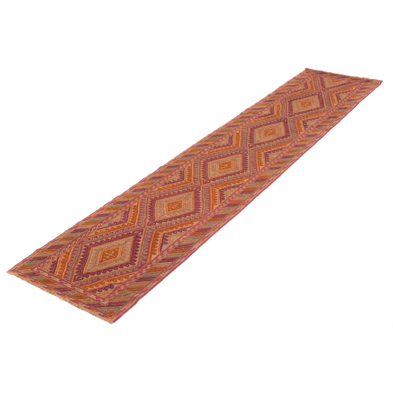 Tapis mauve noué à la main de conception unique 2 pi 7 po x 12 pi 8 po Joaquina