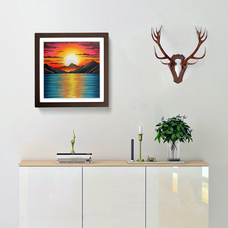 Sunrise Drawing No.1 - Framed Print, Walnut