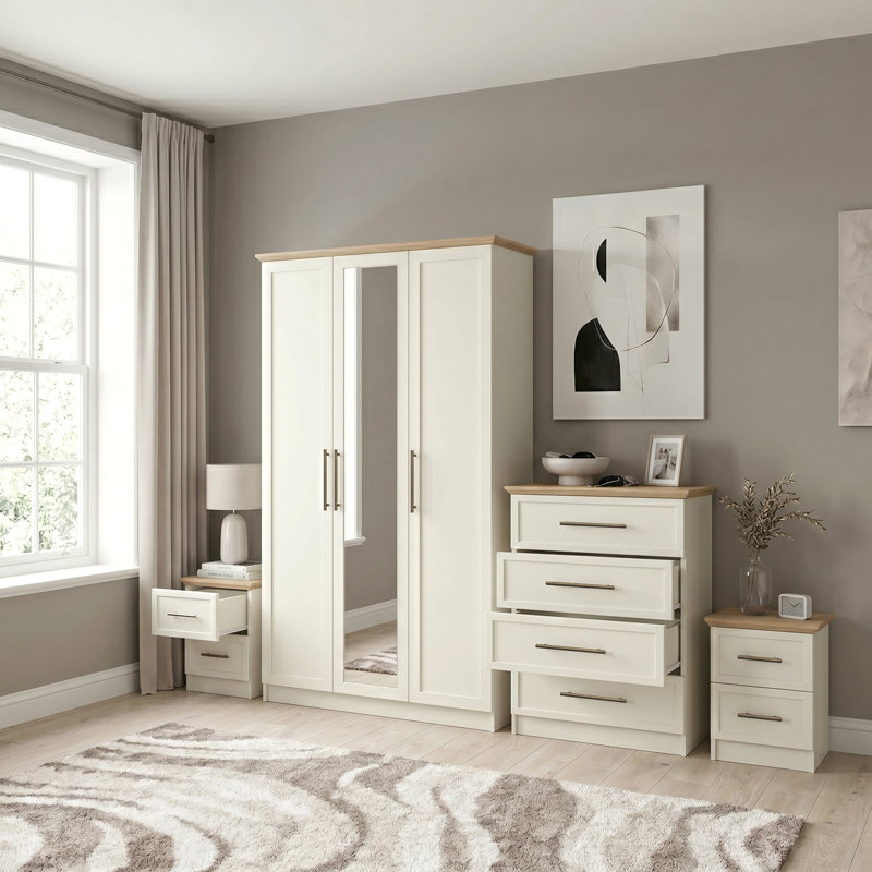 Cleverton 4 Piece Compact Bedroom Storage Set, Ivory