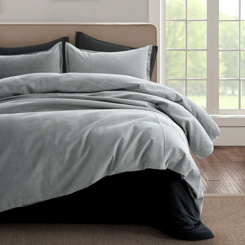 Ensemble de housse de couette Neil, Housse de couette grand + 2 taies d'oreiller, Gris