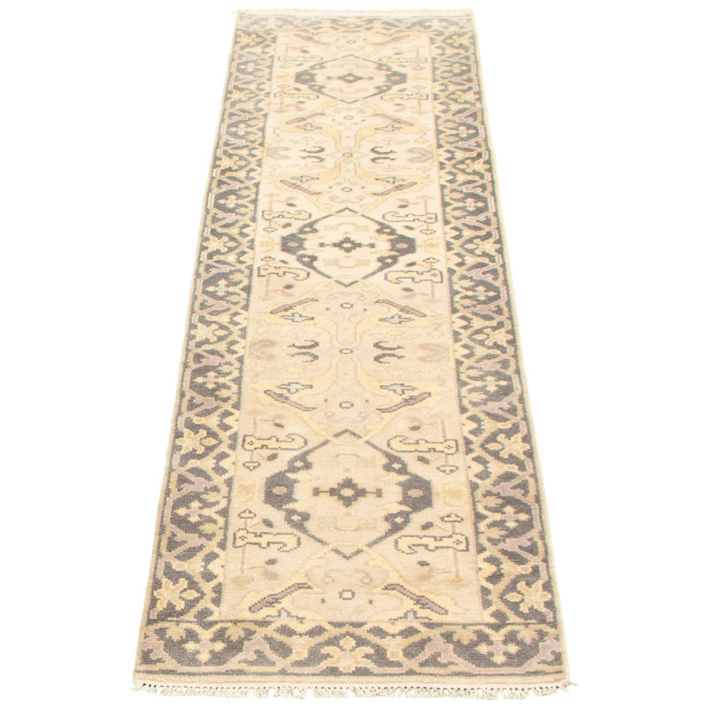 Tapis de couloir en laine de conception unique en Tapis décoratif laine noué à la main New Age Ushak de conception unique 2 pi 6 po x 9 pi 10 po Bryasha