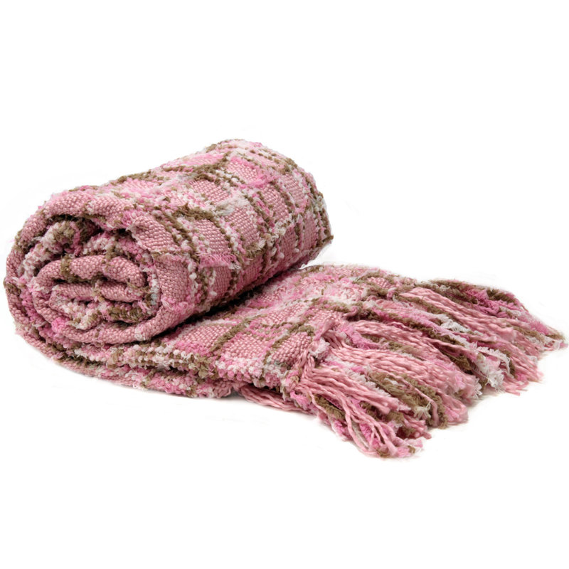 Jeté tricoté en chenille multicolore, Bleu-gris, 60 po x 80 po