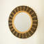 Miroir, miroir mural rond en bambou avec des cordes de chanvre jaune clair et noir, convient pour la salle de bain, la chambre à coucher, le salon, le vestibule, etc.