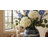 Sculptural Glass Table Vase Home Tabletop Decor - Artistic Round Tall Flower Vase Accent for Living Room or Bedroom Display - Blue & Ivory-197200984