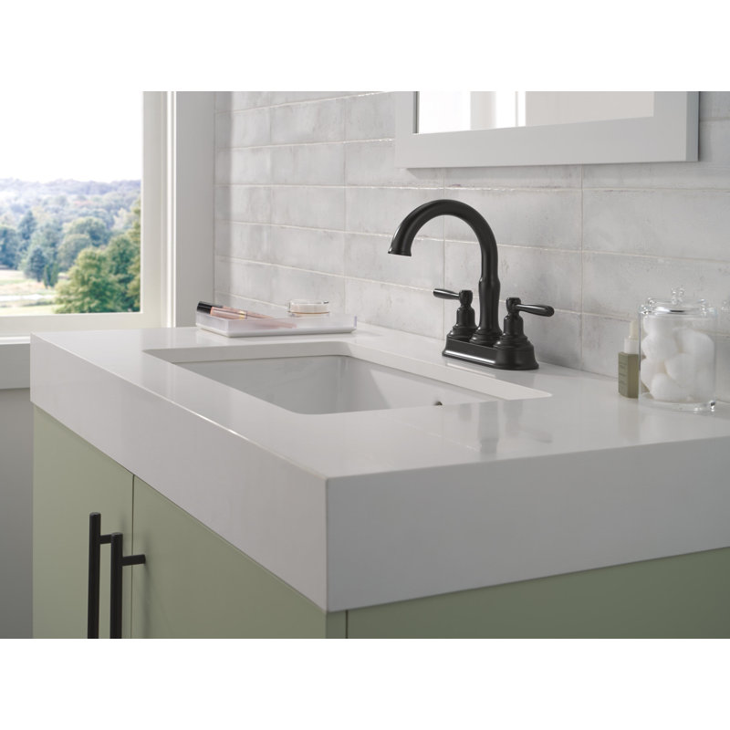 Two Handle Centerset Bathroom Faucet, Matte Black