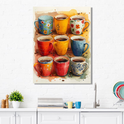 Tasse de café rouge et bleu Boho Morning II - café, art mural