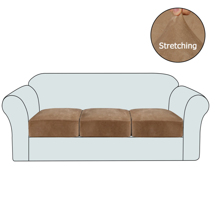 Velvet Plush Fabric Box Cushion Slipcover Machine Washable, 9.5" x 141" x 39", Luggage Velvet