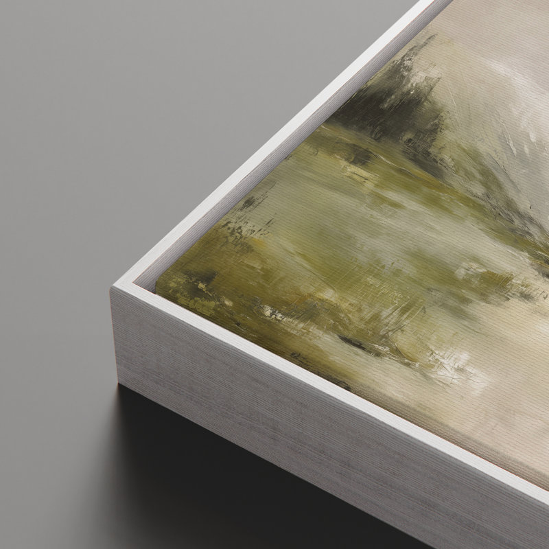 «Soft Green Valley and River Mist Abstract Landscape», reproduction d'art encadrée, H 24 po x l 36 po, Blanc