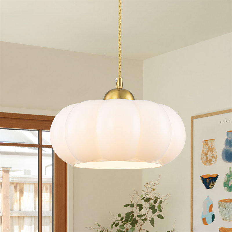 Luminaire suspendu en verre blanc 1 lumière
