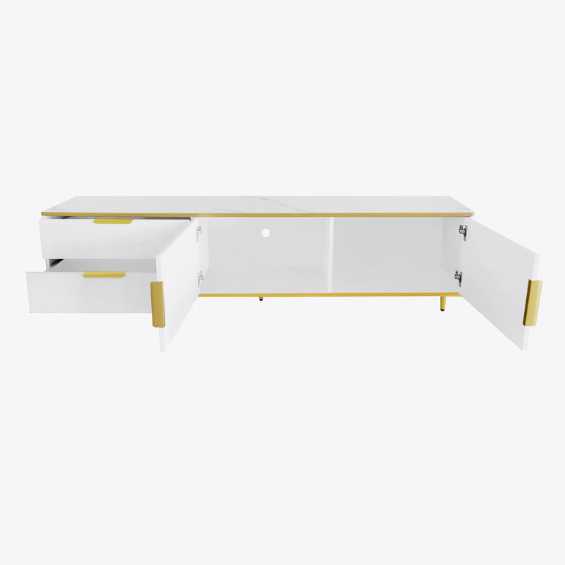 Crédence de rangement l 68,9 po Jaterria, Blanc