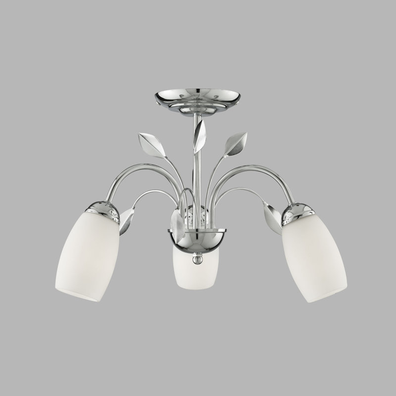 3-Light 50cm Semi Flush Mount, Chrome