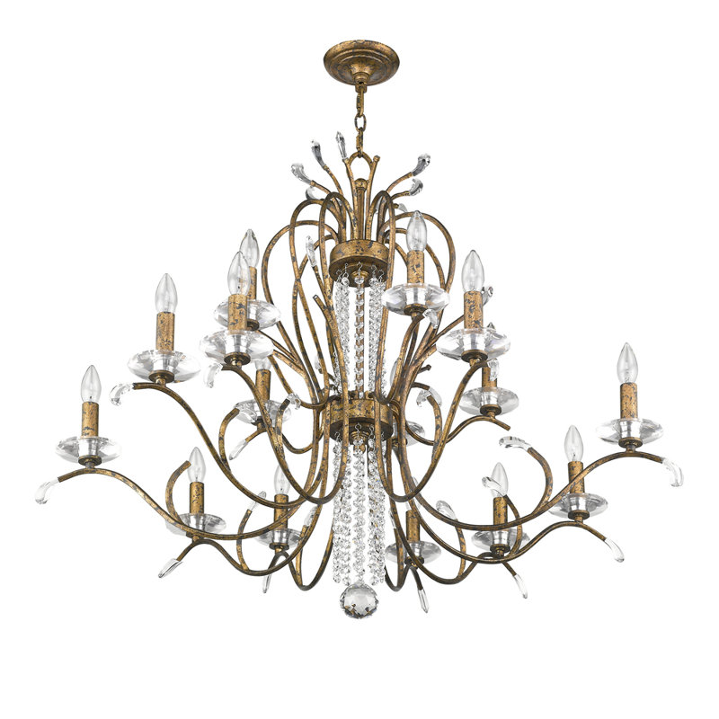 Lustre classique 15 lumières à abat-jour