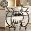 Chariot de bar noir à roulettes, chariot de service pour bar à domicile, chariot à boissons roulant avec porte-verres, chariot de rangement pour cuisine et salle à manger