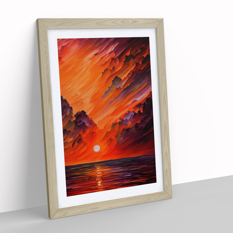 Ocean Sunset View No.5 - Framed Print, 64cm H x 46cm W, Oak