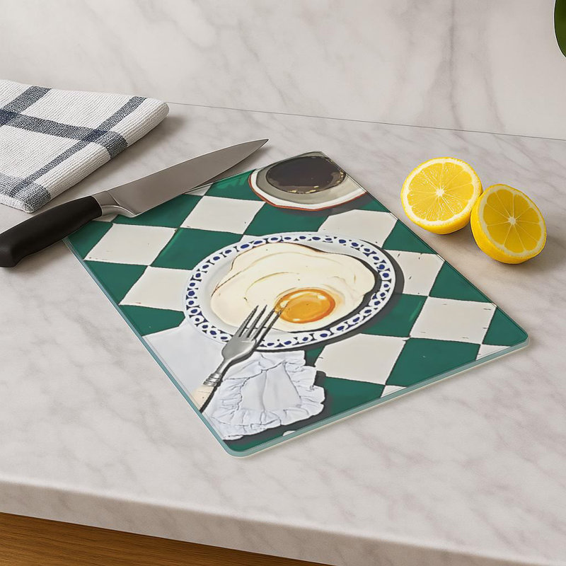 Durable Tempered Glass Cutting Board, 7.9 x 11.8 inches | 100% Antibacterial, Non-Slip Silicone Feet | Easy Clean Surface, Perfect for Food Prep & Kitchen Use, Not Dishwasher, Microwave, or Oven Safe