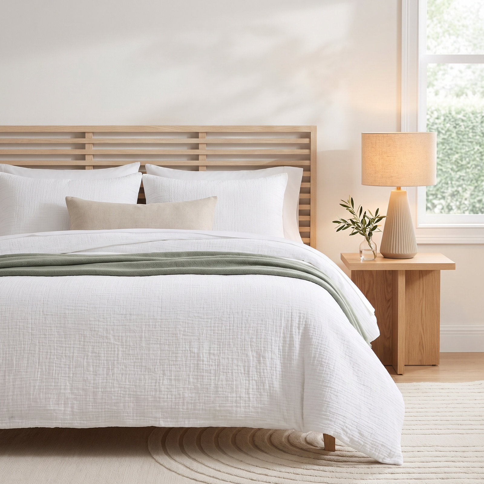 Calvin Klein Washed Texture Solid Cotton Duvet Cover Set, King Duvet Cover + 2 King Shams, White
