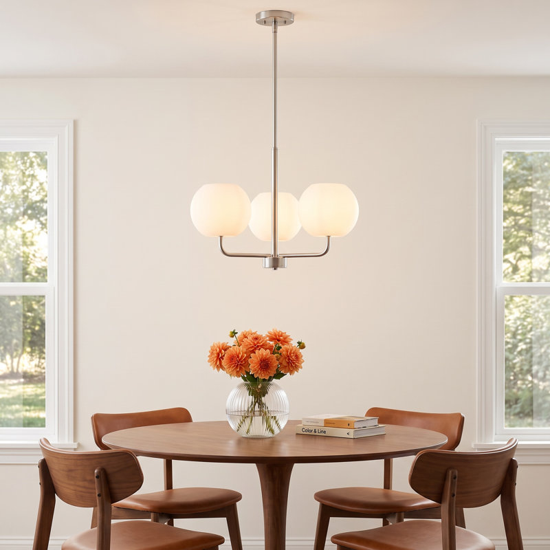 Jorund 3 - Light Dimmable Shaded / Spider Chandelier, Brushed Nickel, No