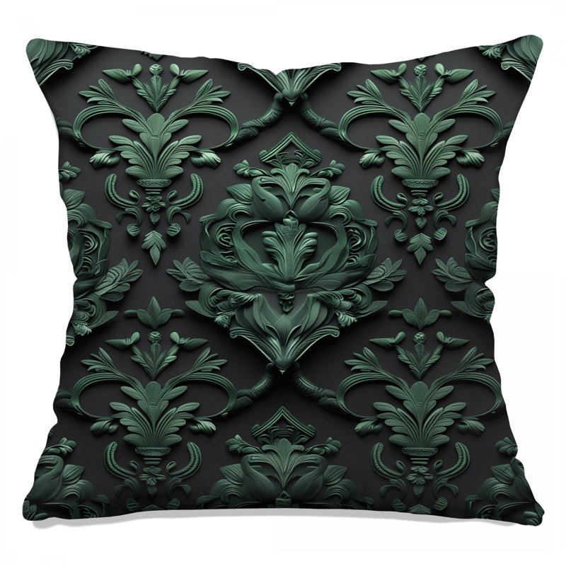 Coussins décoratifs en damas vert, 26 x 26 inches
