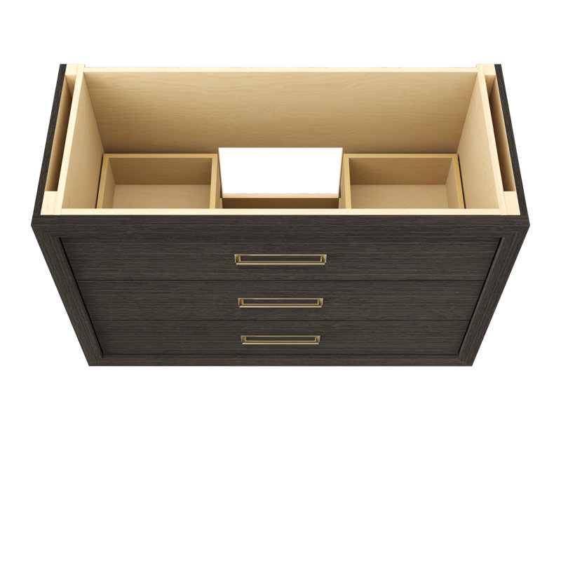 Avalon Three-Drawer Single Bath Vanity, 48", Gray Weathered, Satin Gold