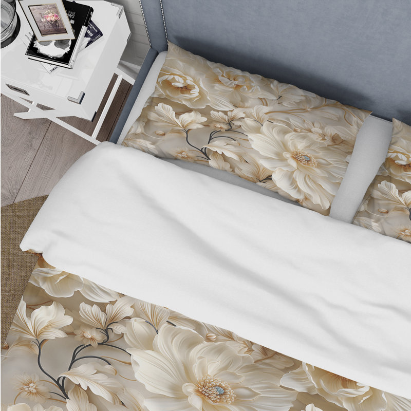 Ensemble de housse de couette Ethereal Rococo Flourish Victorian, Housse de couette pour grand lit et 2 taies décor
