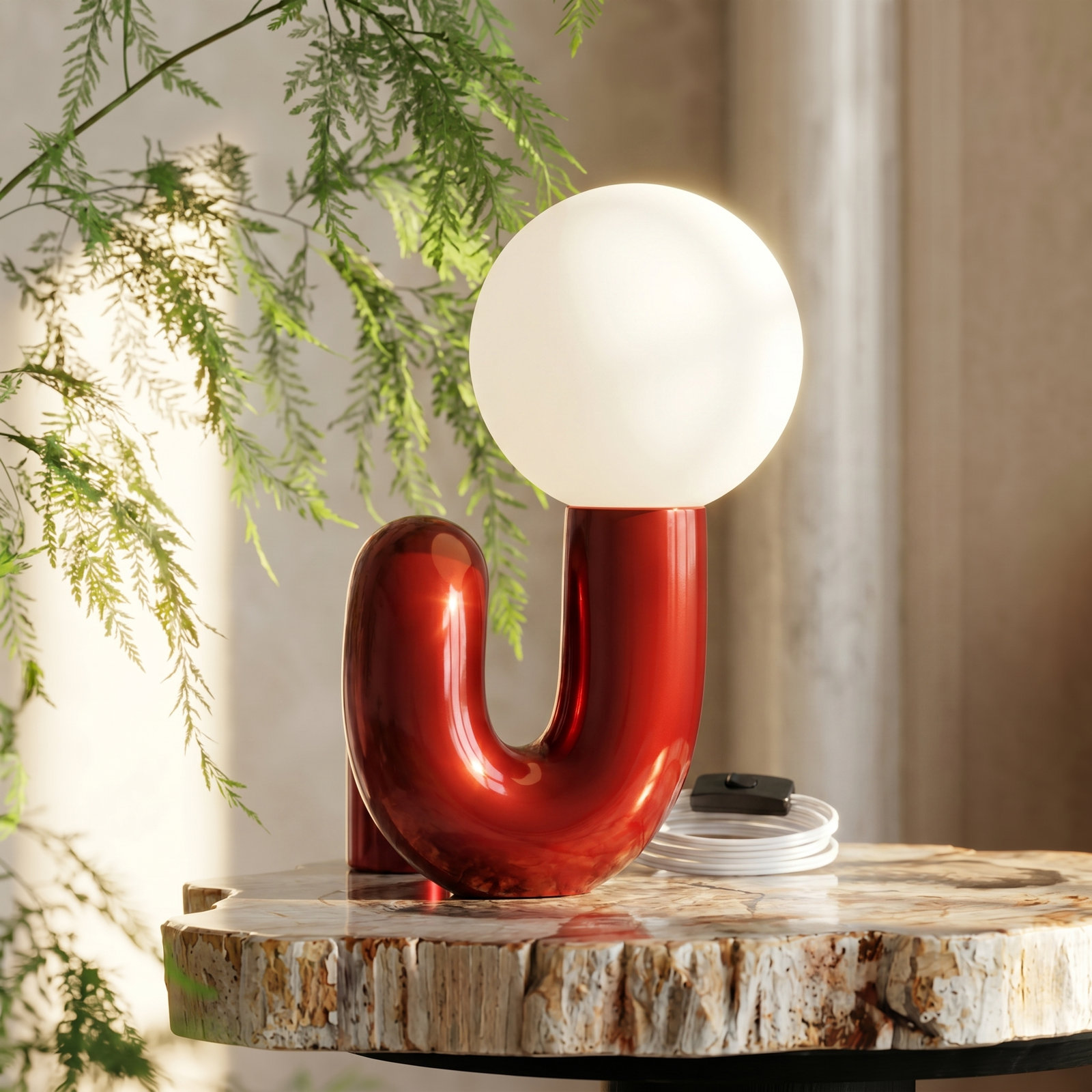 Verda Resin Table Lamp, Red