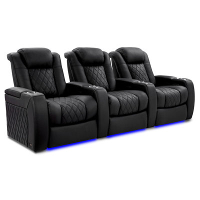 Upholstered Home Theater Seating with Cup Holder