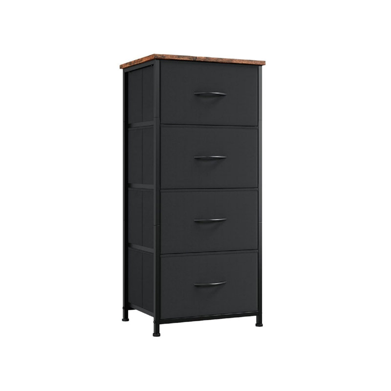 42 cm W Steel Bedside Table, Black