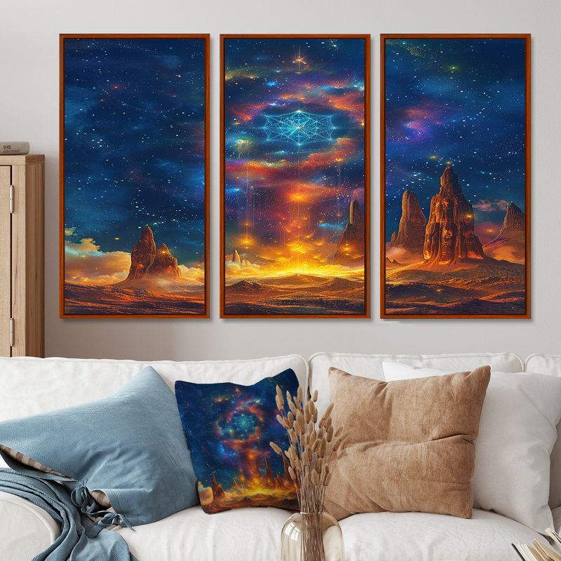 Ensemble de salon art mural Magic Crystal, Cadre flottant brun, H 28 po x l 36 po x P 1 po