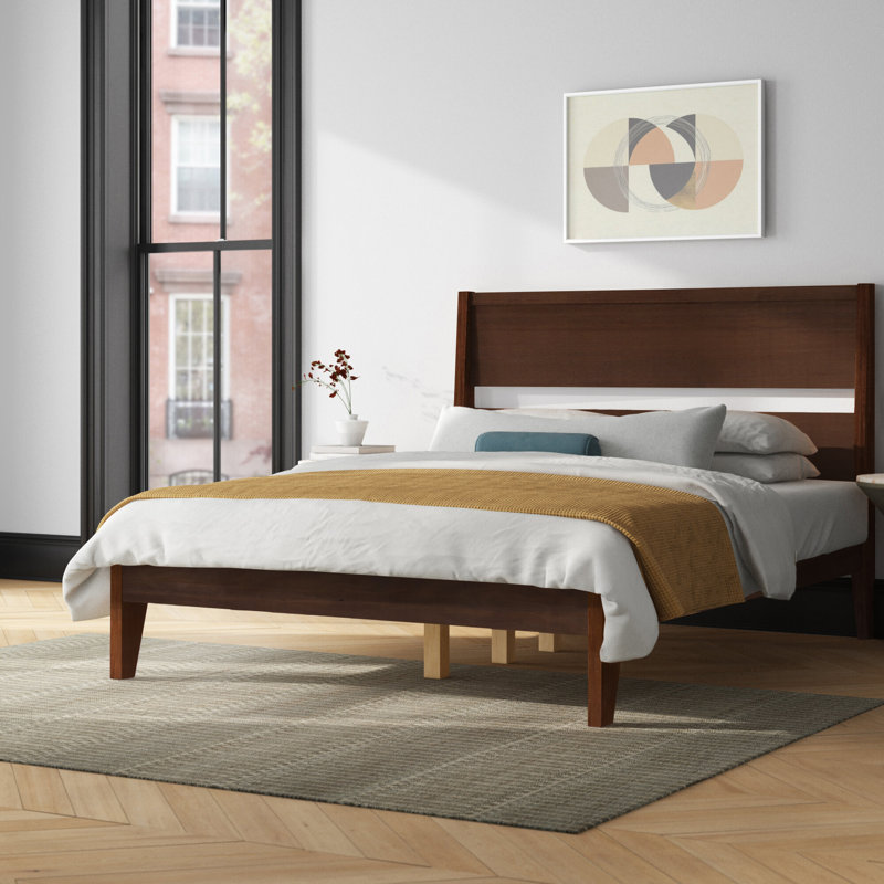 Brummitt Solid Wood Slat Bed, Walnut