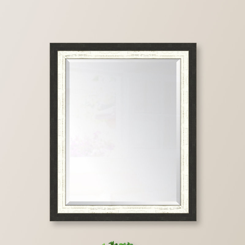 Mali Wood Flat Wall Mirror, White, 42" H x 30" W