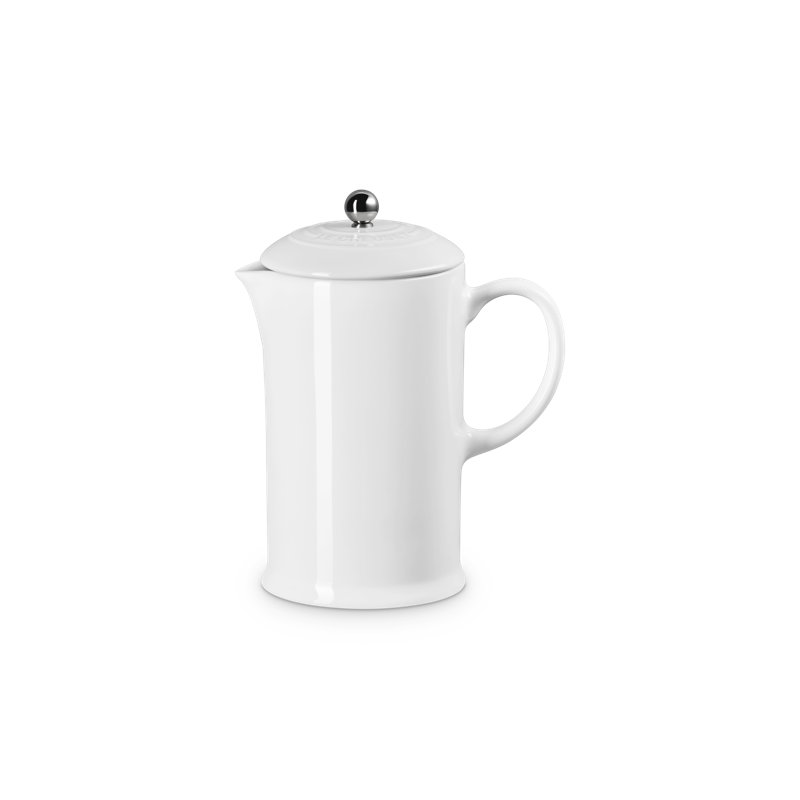 Le Creuset Stoneware 34 Oz. French Press, Cerise, White